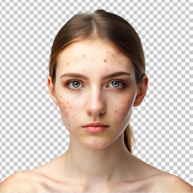 PSD beautiful girl with pimples on the face hygiene