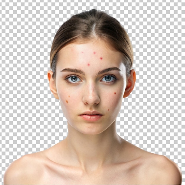 PSD beautiful girl with pimples on the face hygiene