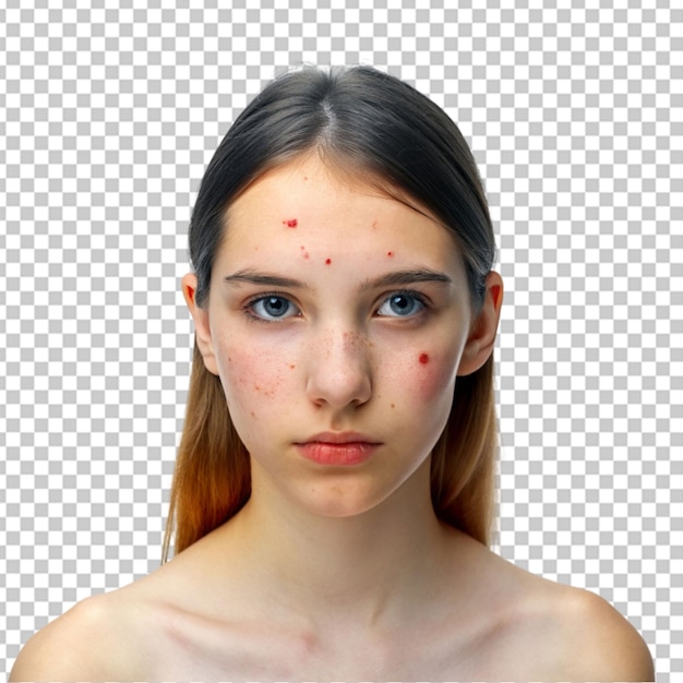 PSD beautiful girl with pimples on the face hygiene