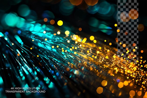 PSD beautiful glare electronic fiber with fiber cable on transparent background