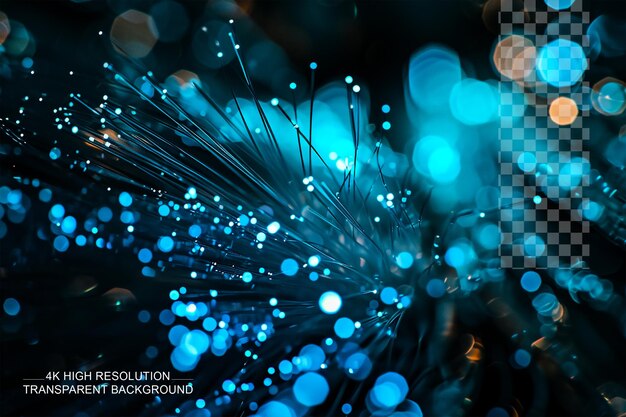 PSD beautiful glare electronic fiber with fiber cable on transparent background