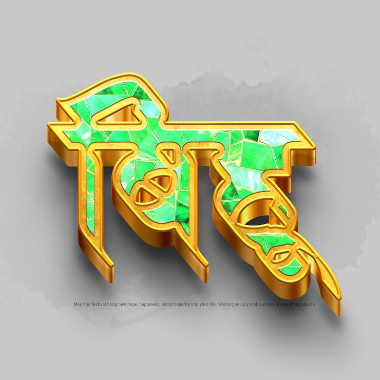 PSD beautiful gold and green religious festival typography art