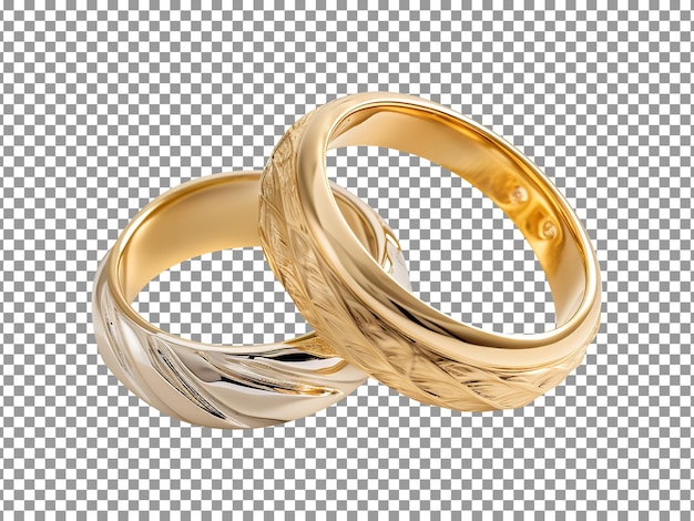 Beautiful gold rings isolated on transparent background