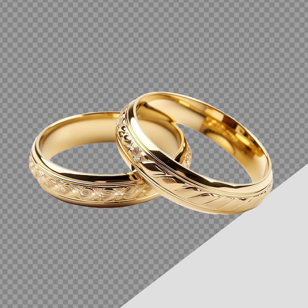 PSD beautiful gold rings png isolated on transparent background