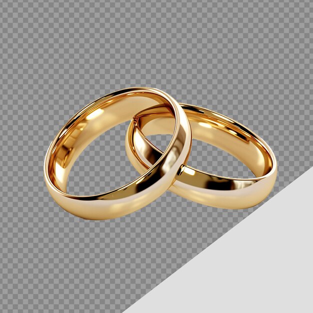 Beautiful gold rings png isolated on transparent background