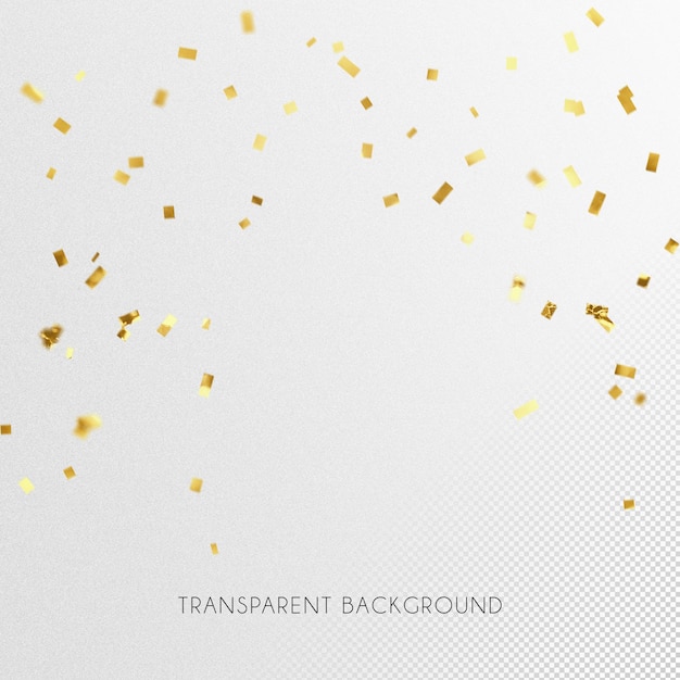 PSD beautiful golden 3d confetti effect with transparent background 1