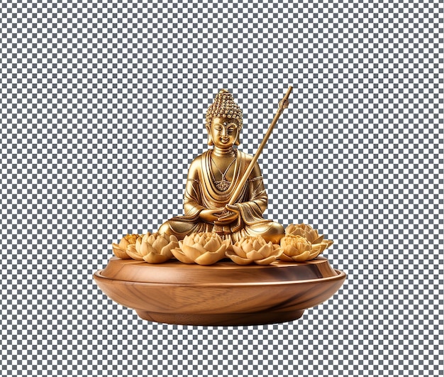 Bellissimo buddha d'oro isolato su uno sfondo trasparente