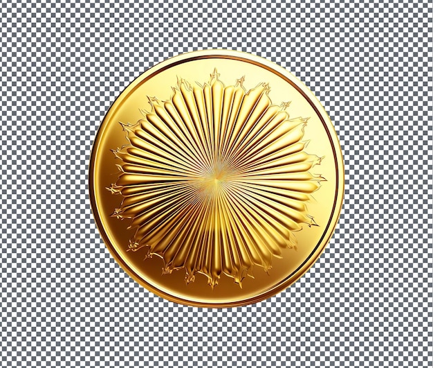 Beautiful golden coin radiance isolated on transparent background