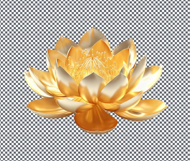 Beautiful golden lotus isolated on transparent background