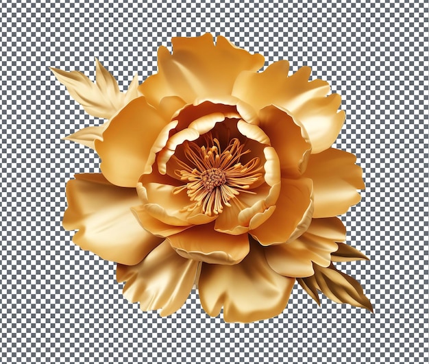 PSD beautiful golden peony isolated on transparent background