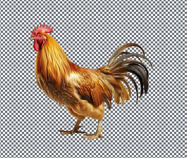 Beautiful golden rooster isolated on transparent background