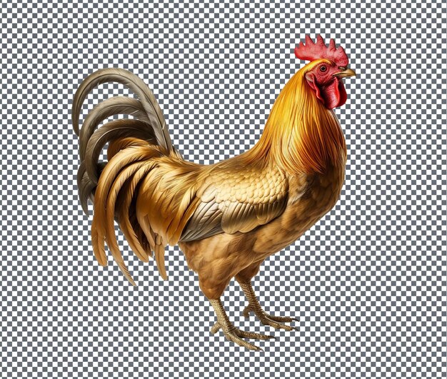 PSD beautiful golden rooster isolated on transparent background