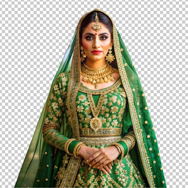 PSD beautiful green and gold bridal ensemble