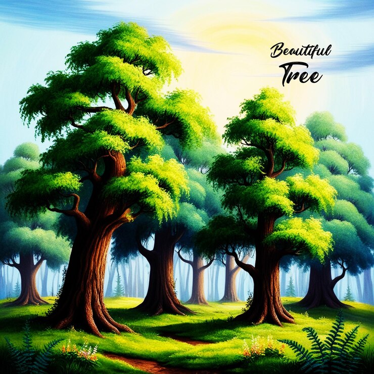 PSD beautiful green tree ai generate