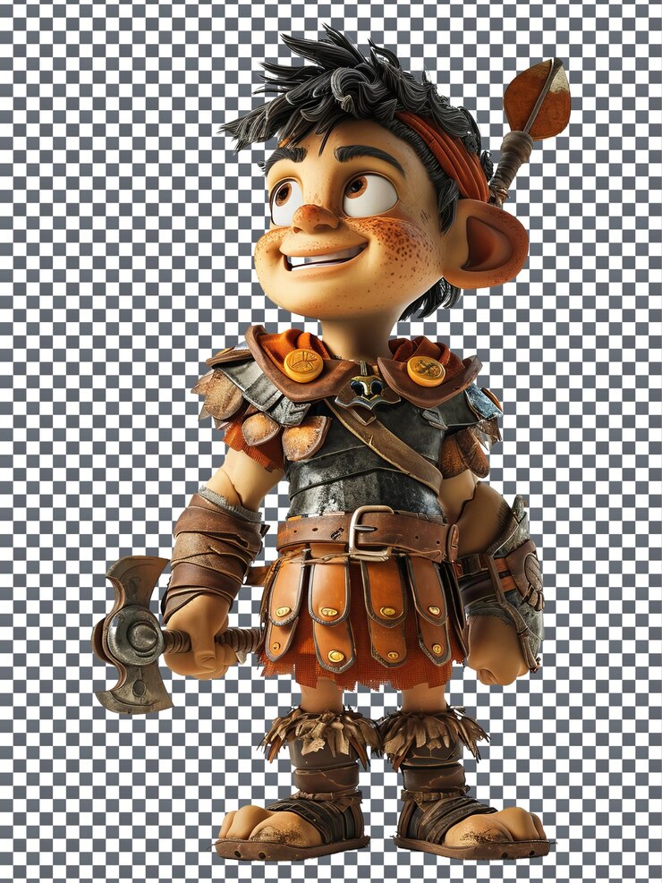 PSD beautiful grinning gladiator isolated on transparent background