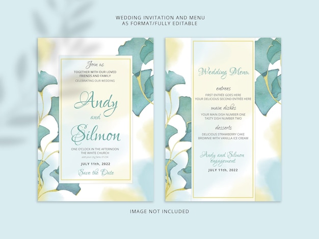 beautiful hand drawing floral wedding invitation premium psd