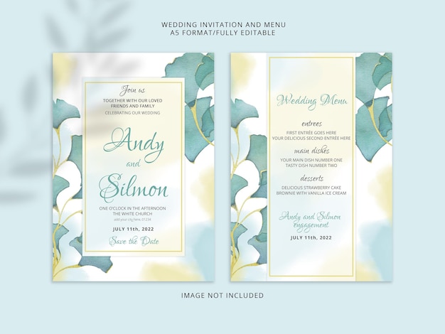 Beautiful hand drawing floral wedding invitation premium psd