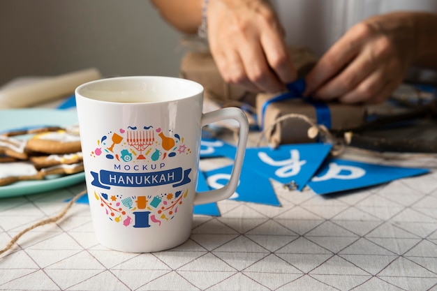 Beautiful hanukkah concept mock-up