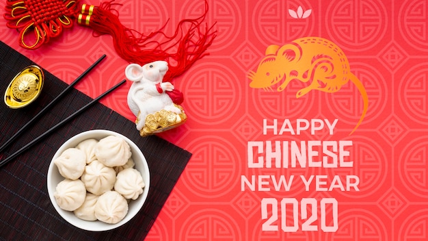 Beautiful happy chinese new year mock-up