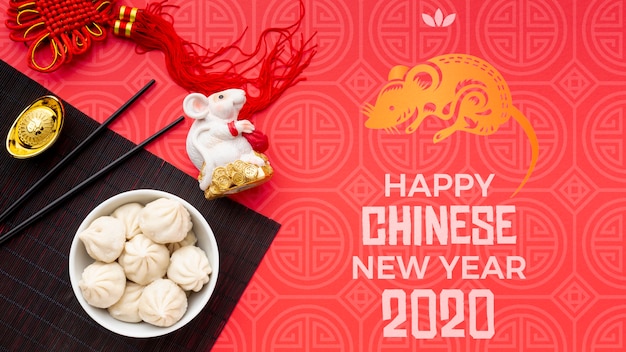 PSD beautiful happy chinese new year mock-up