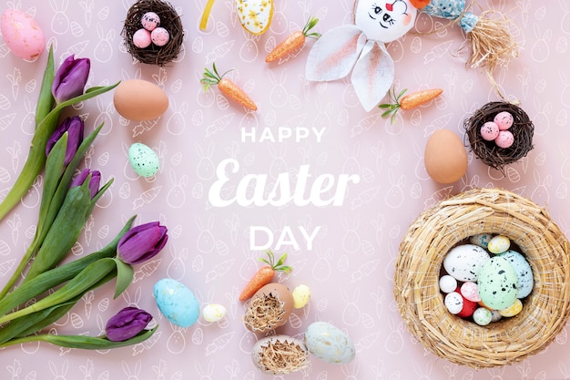 PSD beautiful happy easter concept