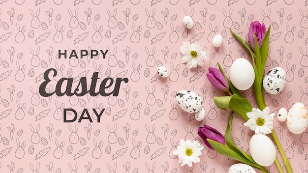 PSD beautiful happy easter concept