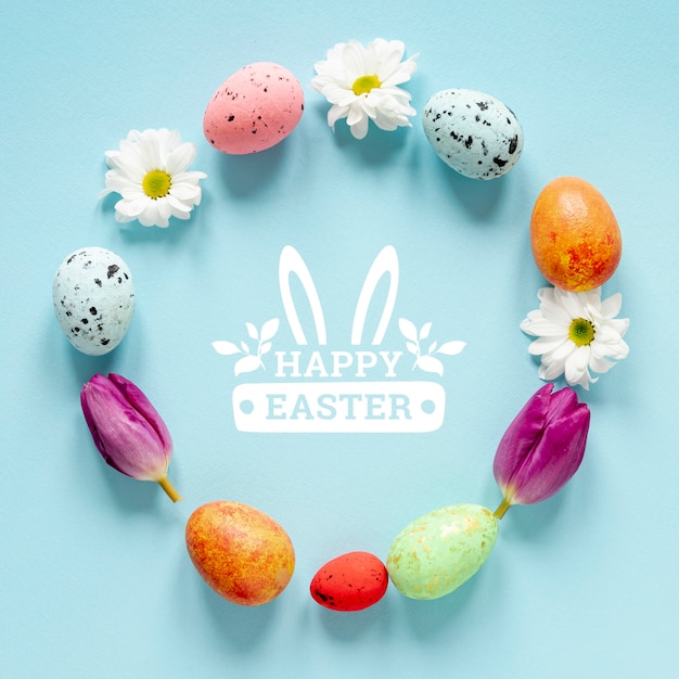 PSD beautiful happy easter concept