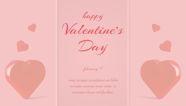 Beautiful happy valentine's day banner mockup