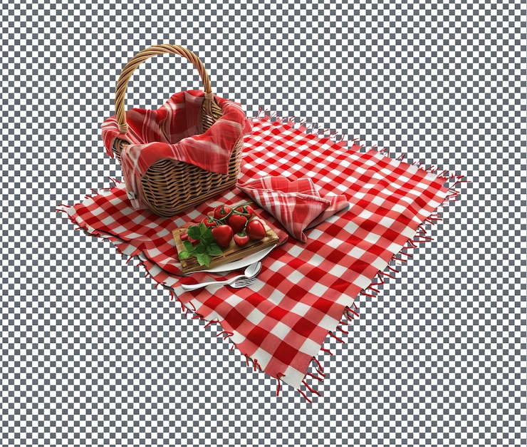 PSD beautiful heart shaped picnic blanket isolated on transparent background