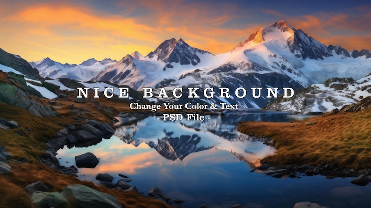 PSD beautiful illustration alpine mountain landscape panorama in the evening day generate ai image
