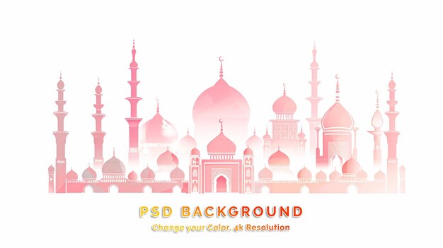 PSD beautiful illustration of mosque with white background