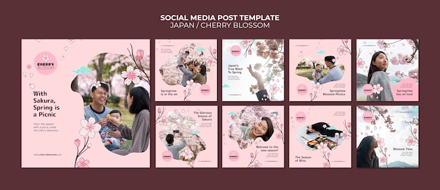 PSD beautiful instagram posts japan template