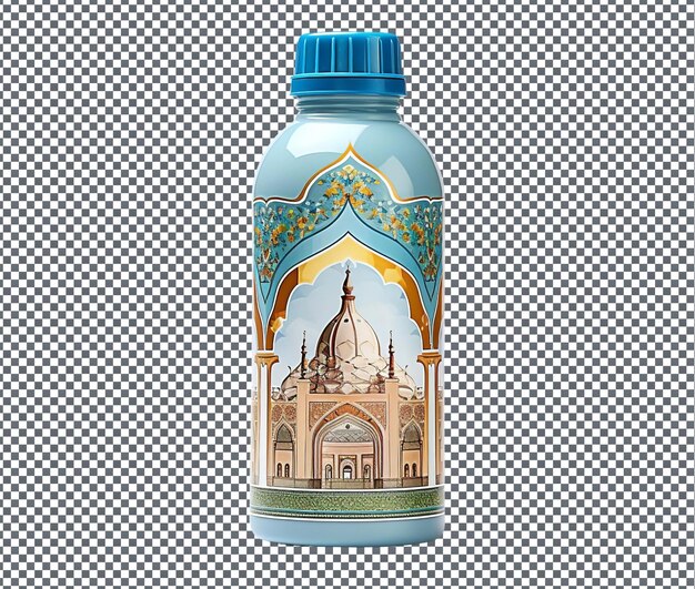 PSD beautiful islamic themed water bottle isolated on transparent background