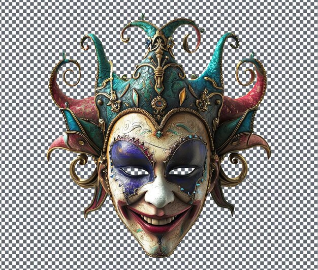PSD beautiful jesters mirthful mask isolated on transparent background