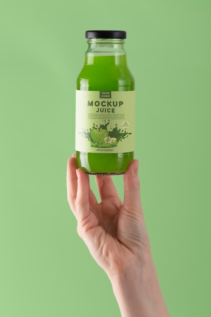 PSD beautiful juice bottle label mockup