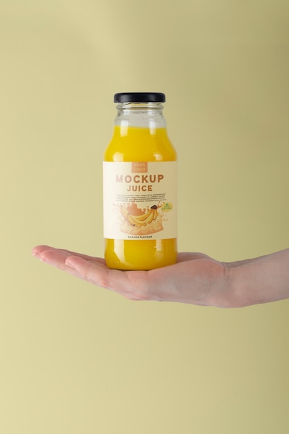 Beautiful juice bottle label mockup