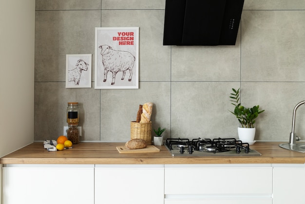 PSD beautiful kitchen frame mockup design