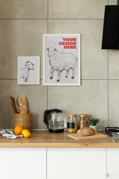 PSD bellissimo design del mockup del telaio della cucina