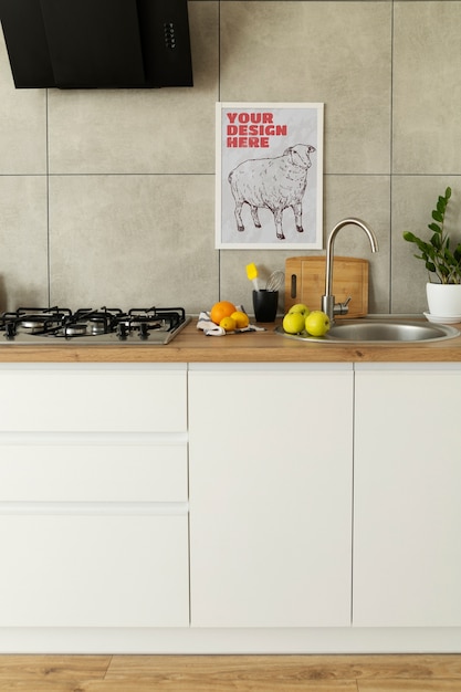 PSD beautiful kitchen frame mockup design