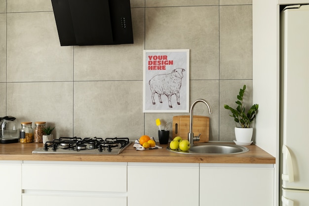 PSD beautiful kitchen frame mockup design