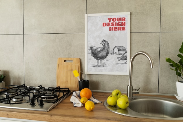 PSD beautiful kitchen frame mockup design