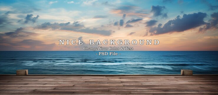 PSD beautiful landscape view blue sea from wooden pier on the beach ai generated image