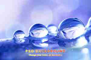 PSD 푸른 보라색 르키즈 부드러운 배경에 아름다운 큰 투명한 물방울 또는 물
