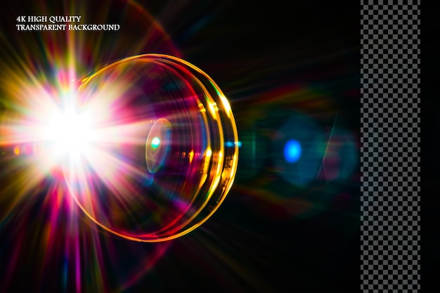 PSD beautiful lens flare overlay on transparent background