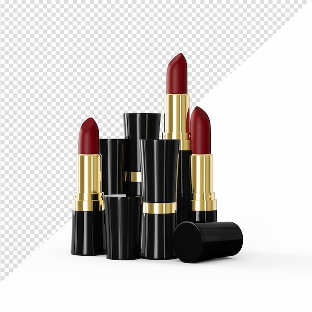Beautiful lipstick set isolated on isolated background 3d illustration