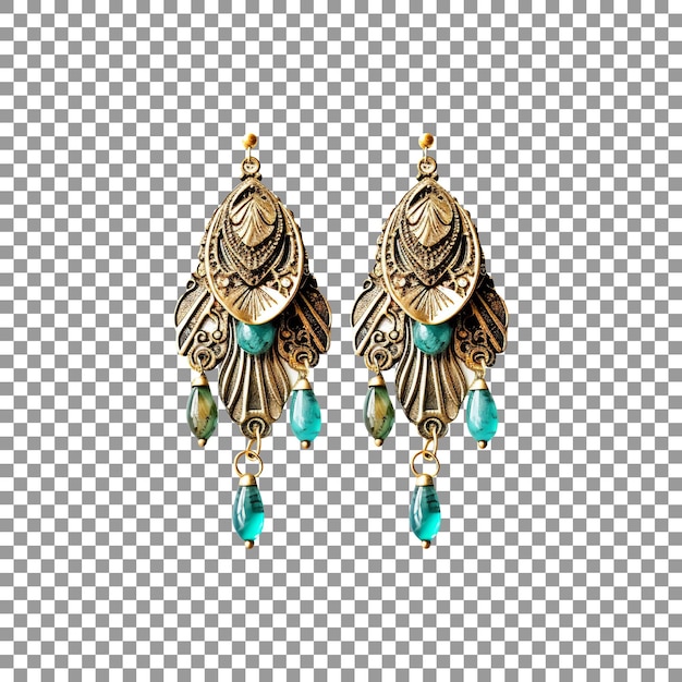 PSD beautiful luxury earings isolated on transparent background