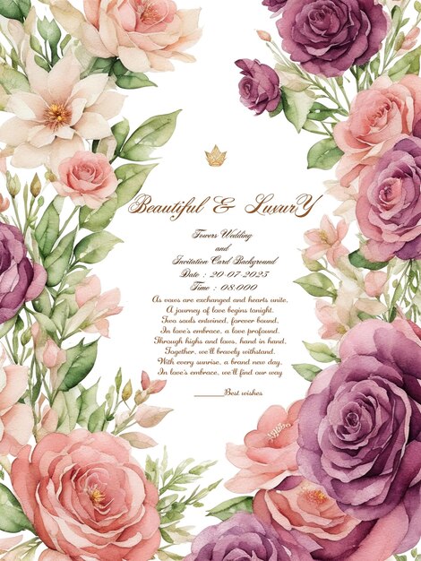 Beautiful luxury flowers wedding and vip invitation card background and psd files in layers