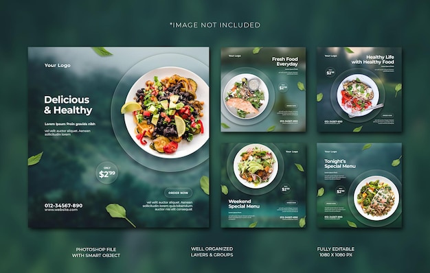Beautiful and luxury food social media post template
