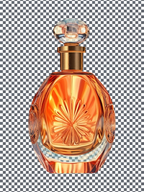 Beautiful luxury glass perfume bottle isolated on transparent background