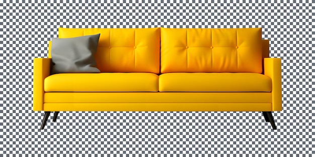 Beautiful luxury modern yellow sofa isolated on transparent background